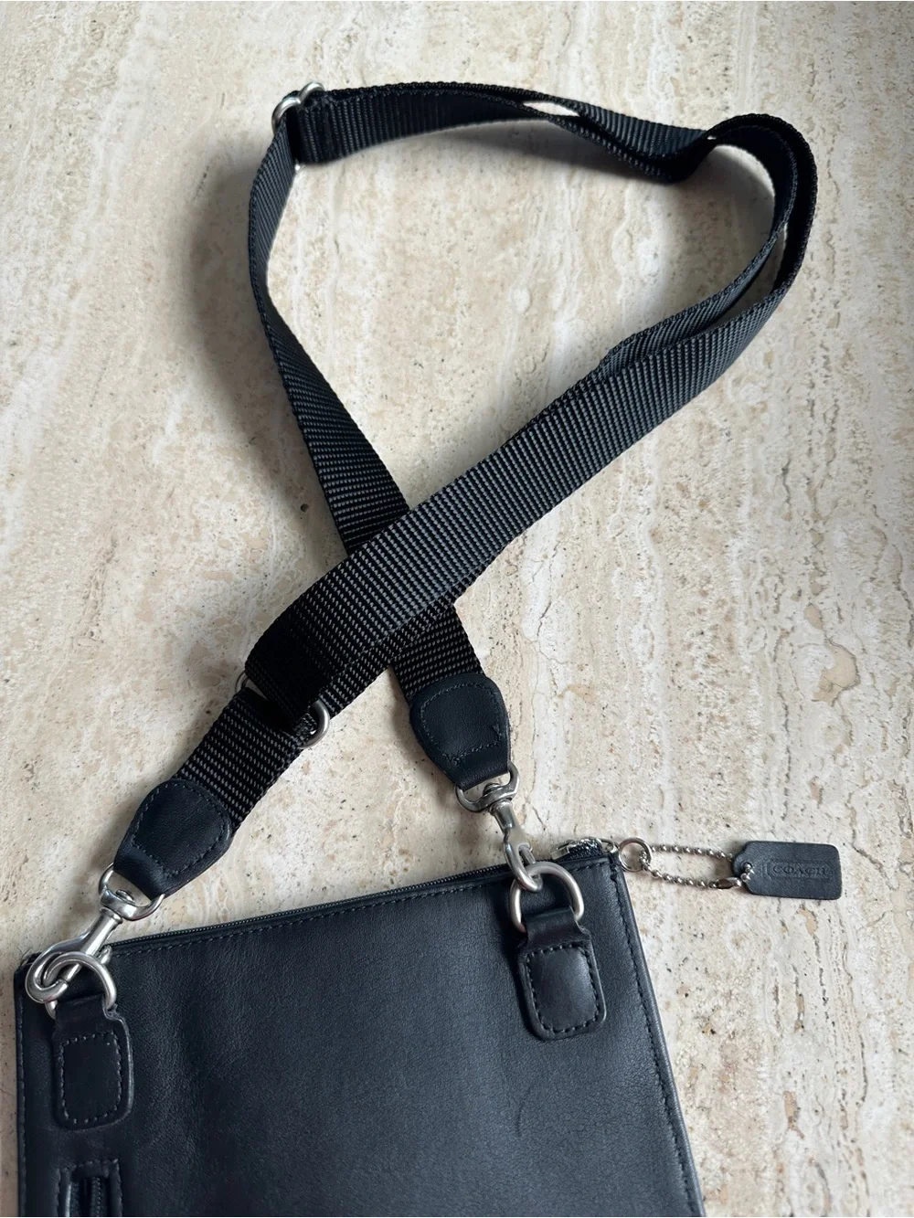 Coach Black Leather Crossbody Bag with Adjustable Strap